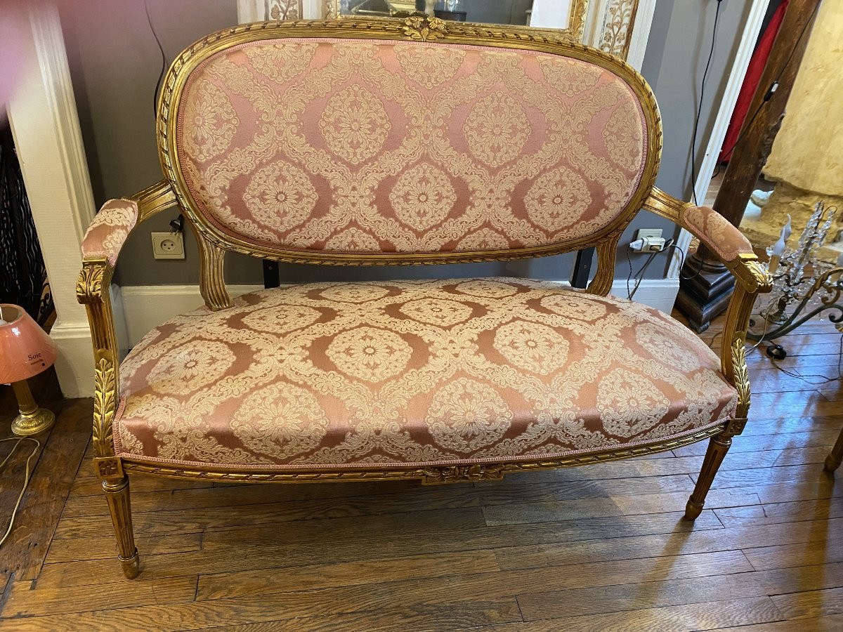 Louis XVI Style Giltwood Living Room-photo-2