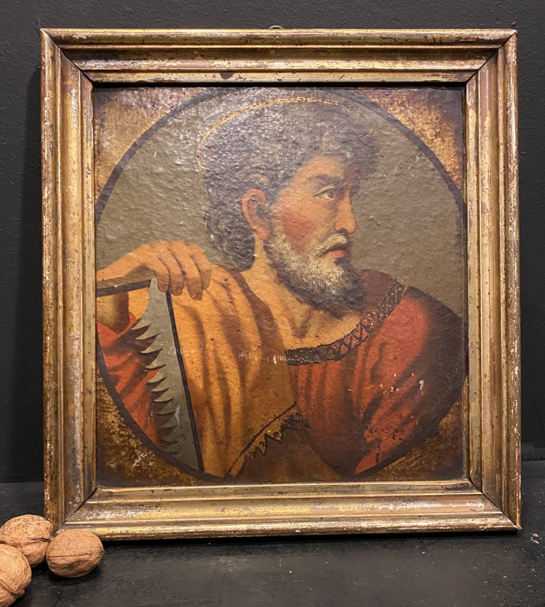 Small Painting Depicting Saint Simon-photo-2