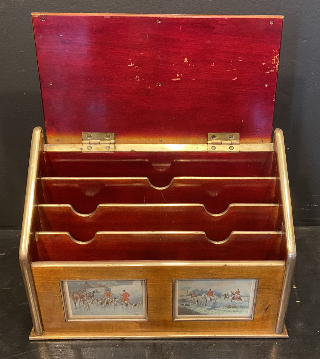 boite à courriers Napoléon III, aquarelles de chasse à courre-photo-7