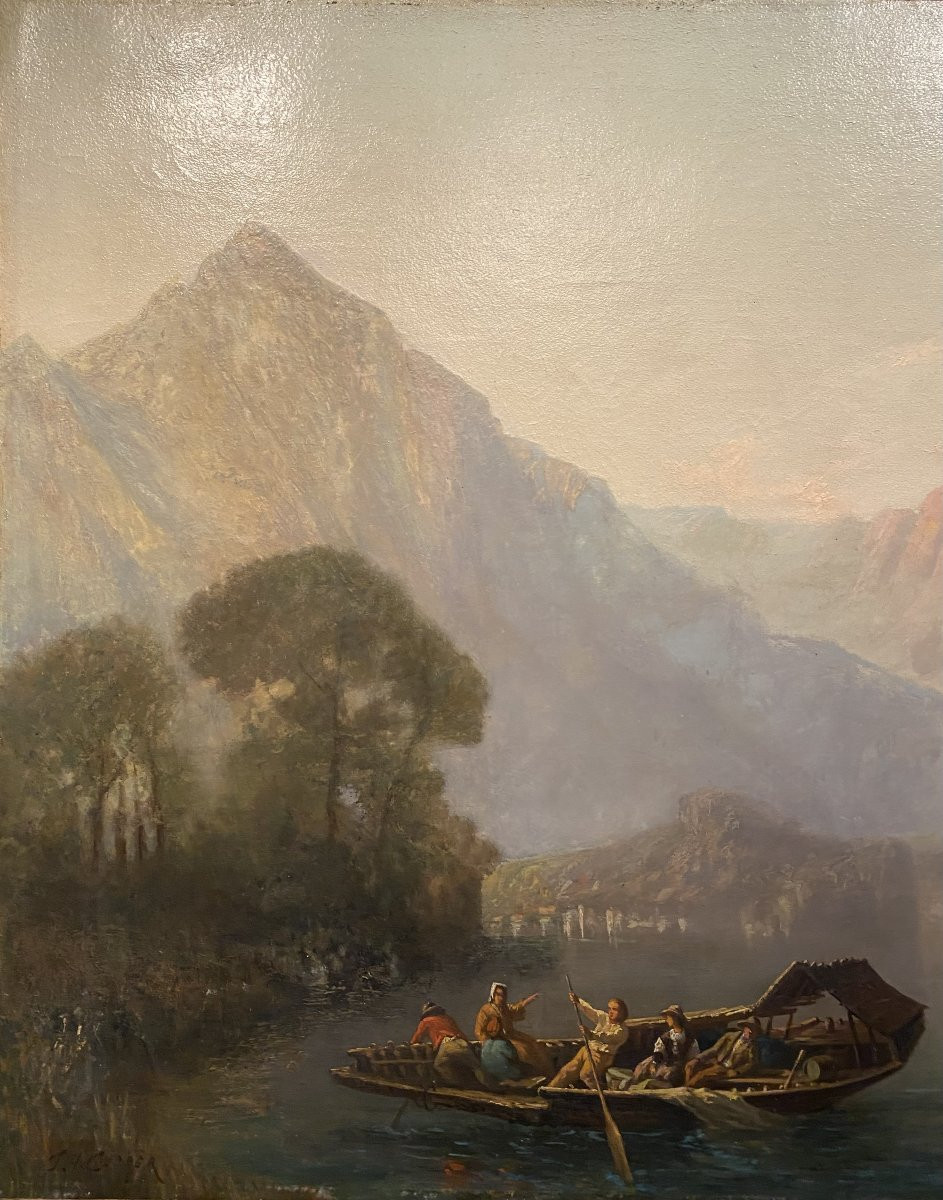 Tableau, peinture signée Carrer. Paysage de montagne-photo-3