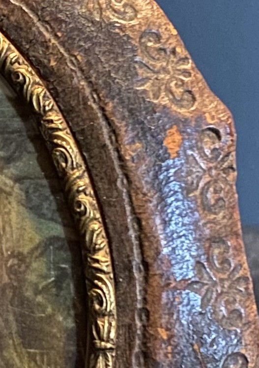 Signed Miniature And Its Leather Frame-photo-4