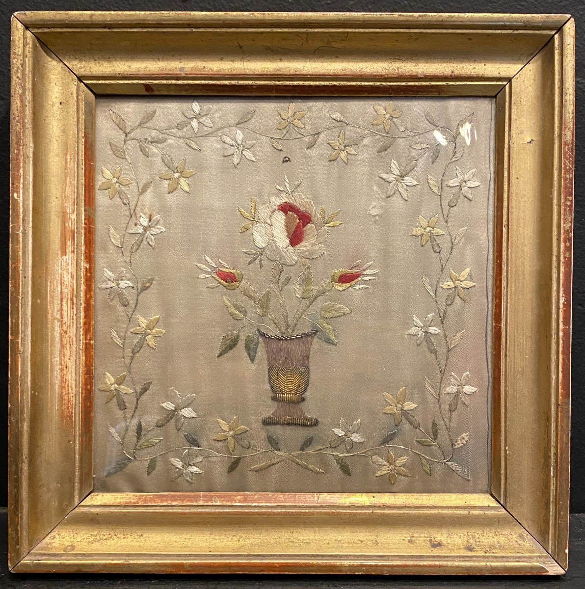 Small Embroidery In Its Gilded Frame