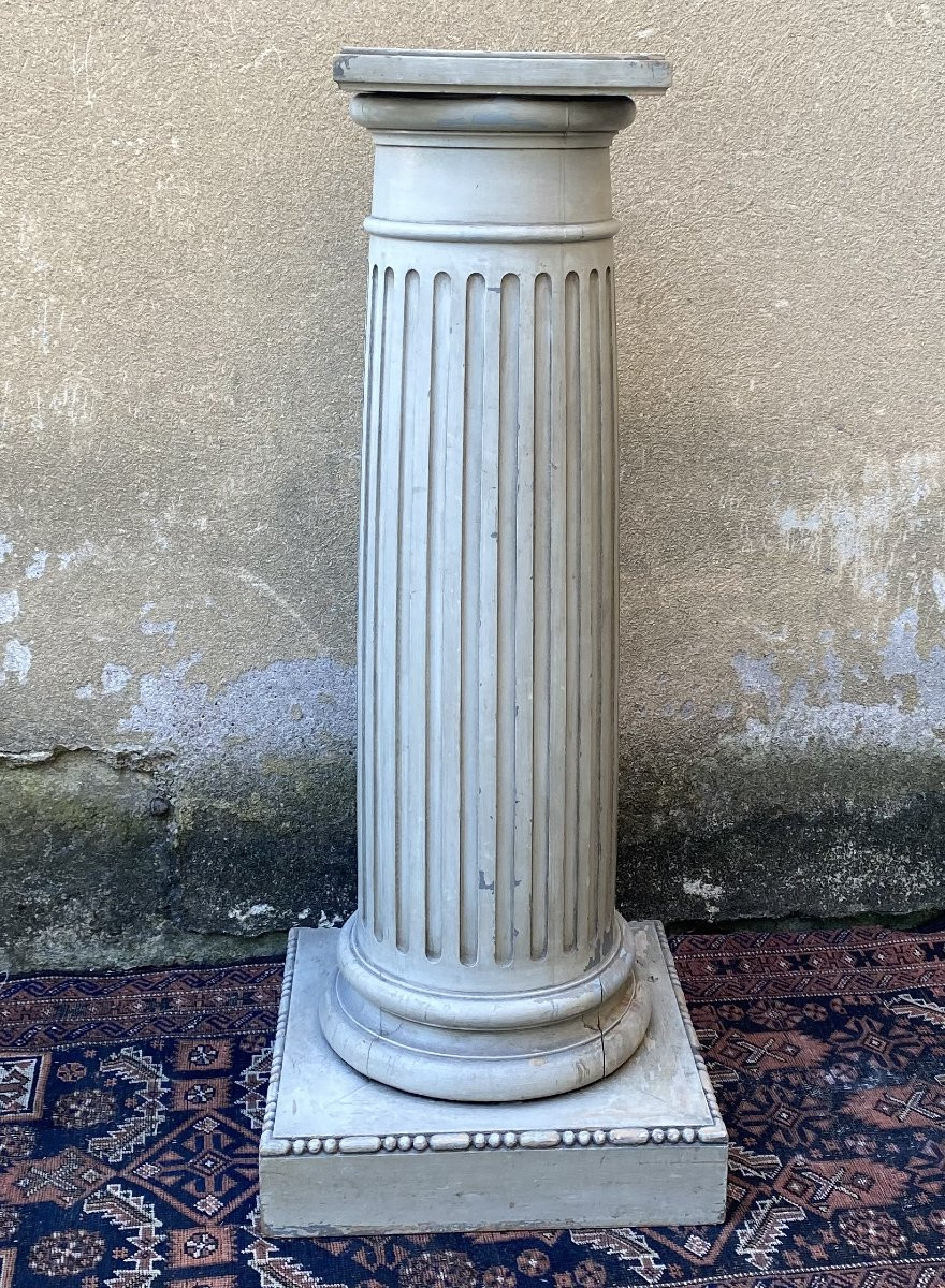 importante colonne en bois peint-photo-3