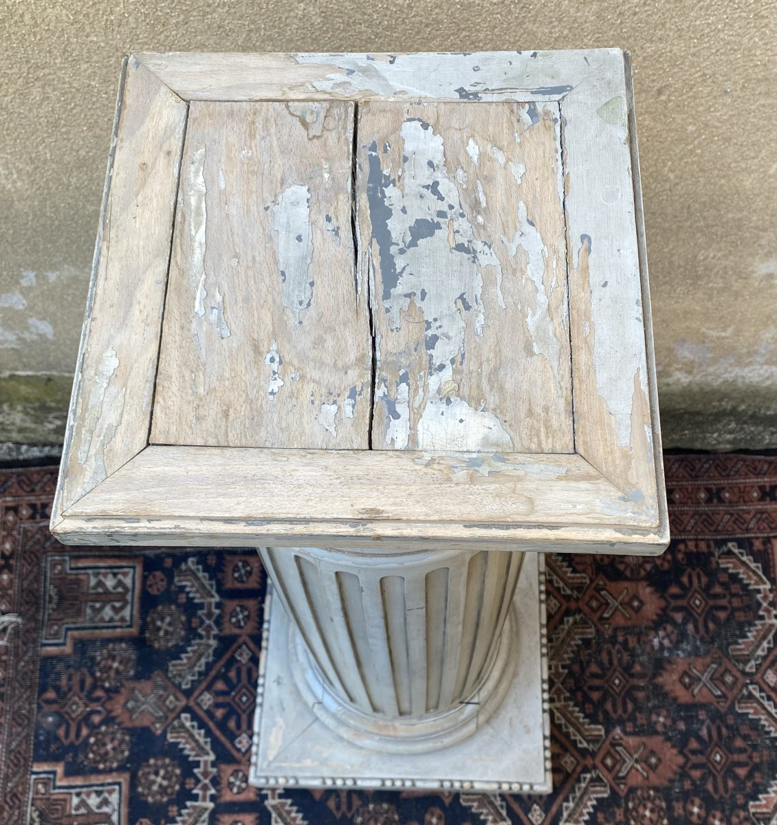 importante colonne en bois peint-photo-2