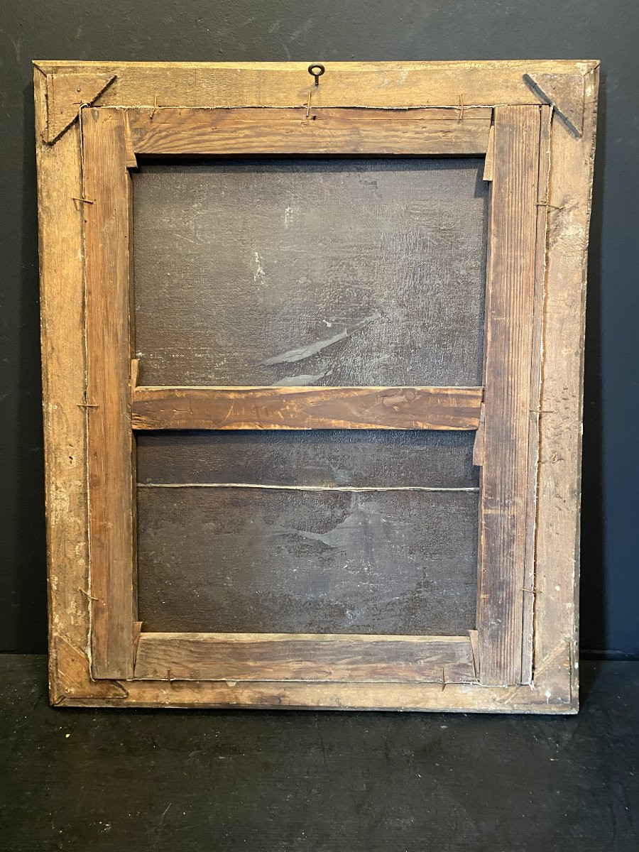 tableau, peinture représentant un village dans la montagne-photo-5