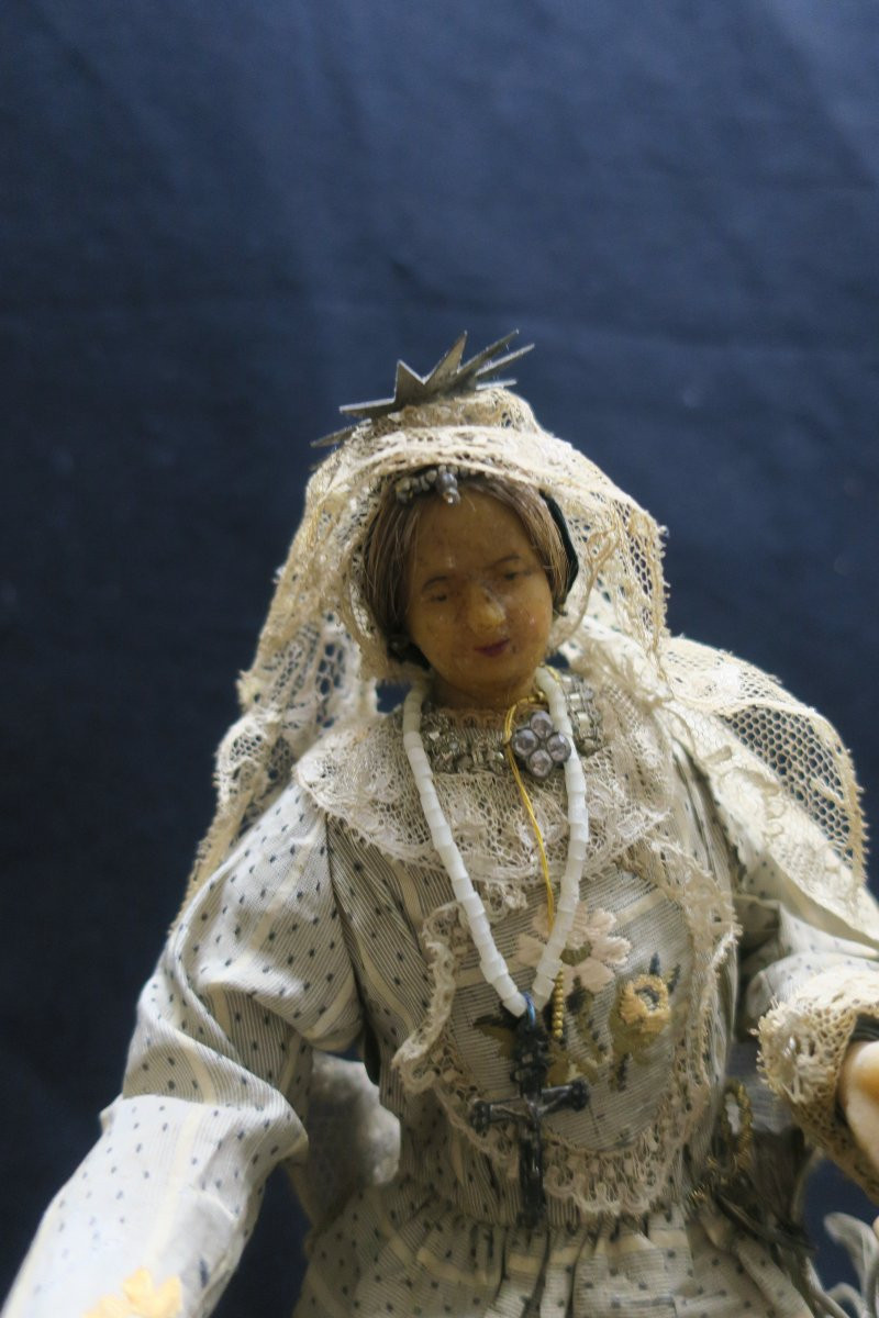 Vierge habillée  en cire XVIII°-photo-2