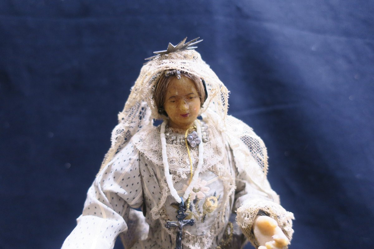 Vierge habillée  en cire XVIII°-photo-4