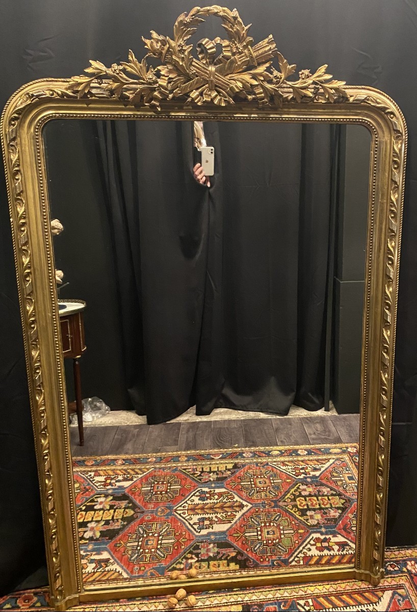 Gilded Wood Fireplace Mirror-photo-3