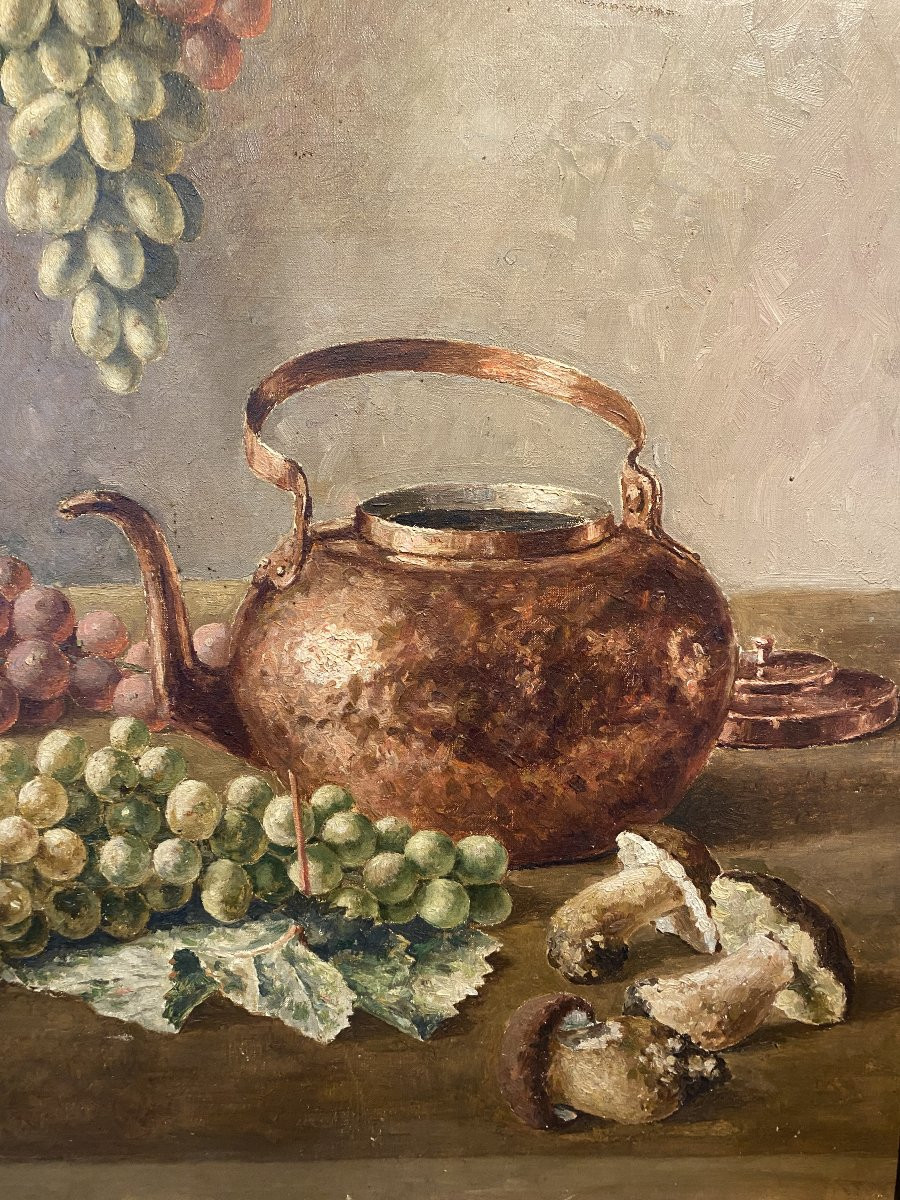 Painting, Still Life With Grapes, Signed Anselm-photo-1