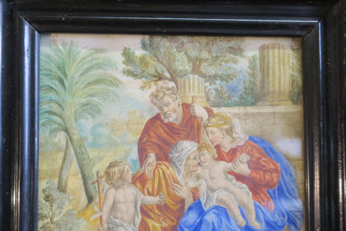 La sainte famille, aquarelle du XVII°-photo-6