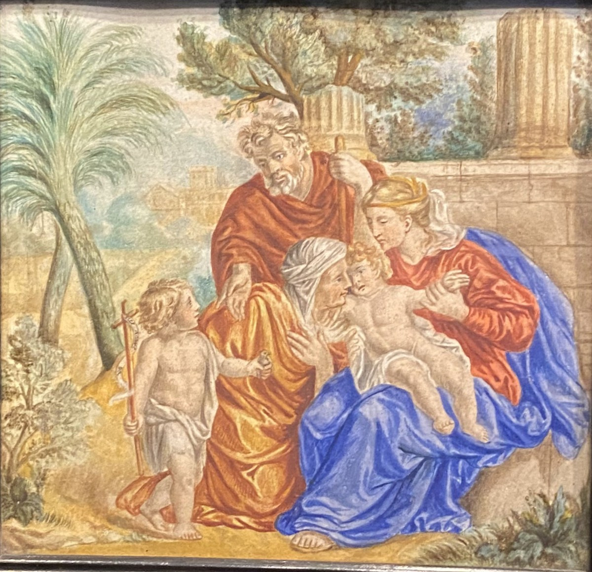 La sainte famille, aquarelle du XVII°