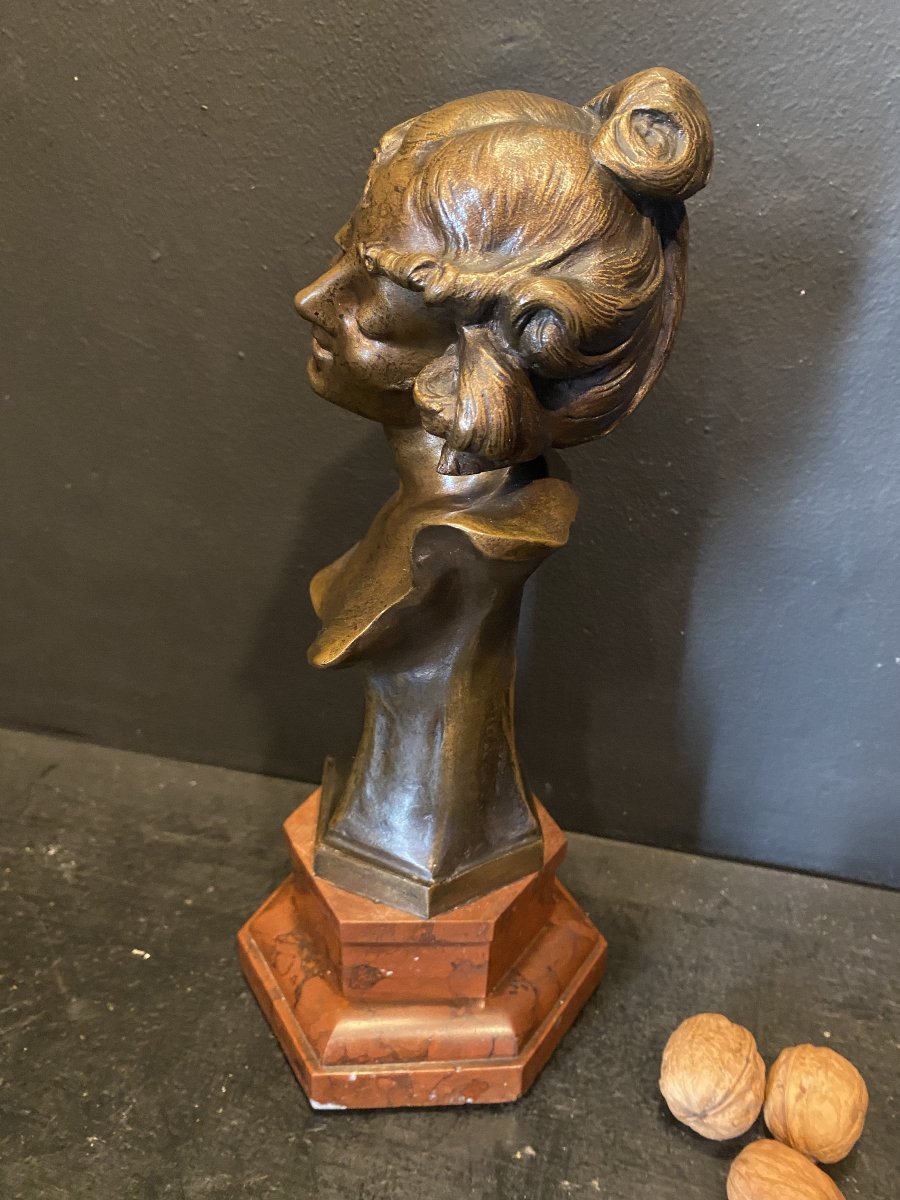 buste en bronze, art nouveau-photo-2