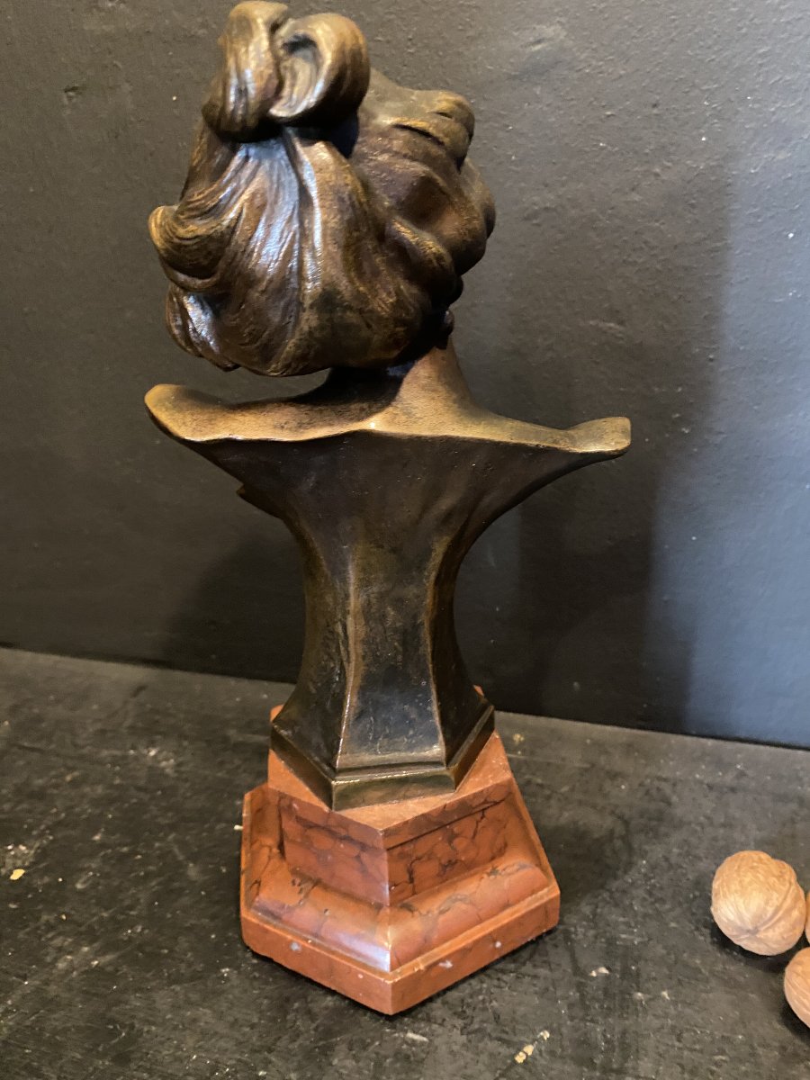 buste en bronze, art nouveau-photo-3