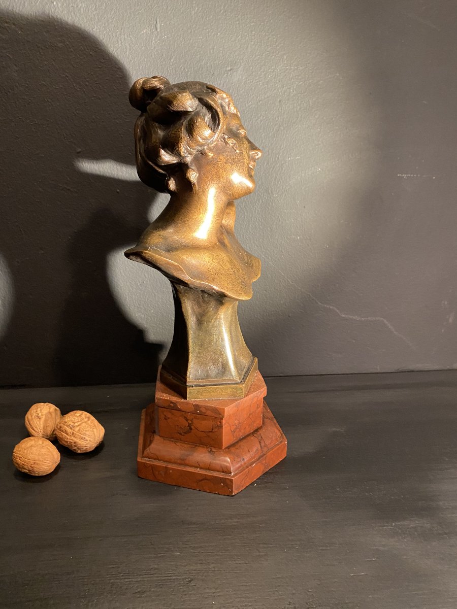 buste en bronze, art nouveau-photo-3