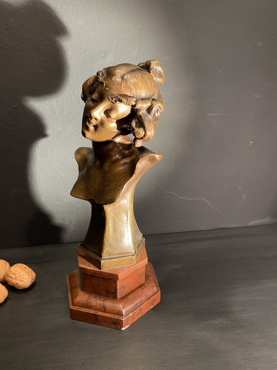 buste en bronze, art nouveau-photo-6