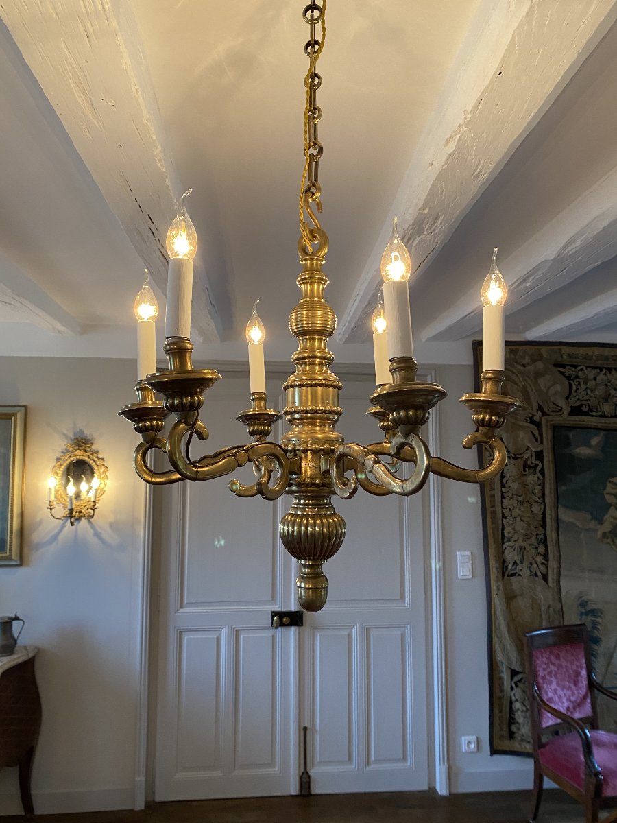 19th-century Bronze Chandelier-photo-4
