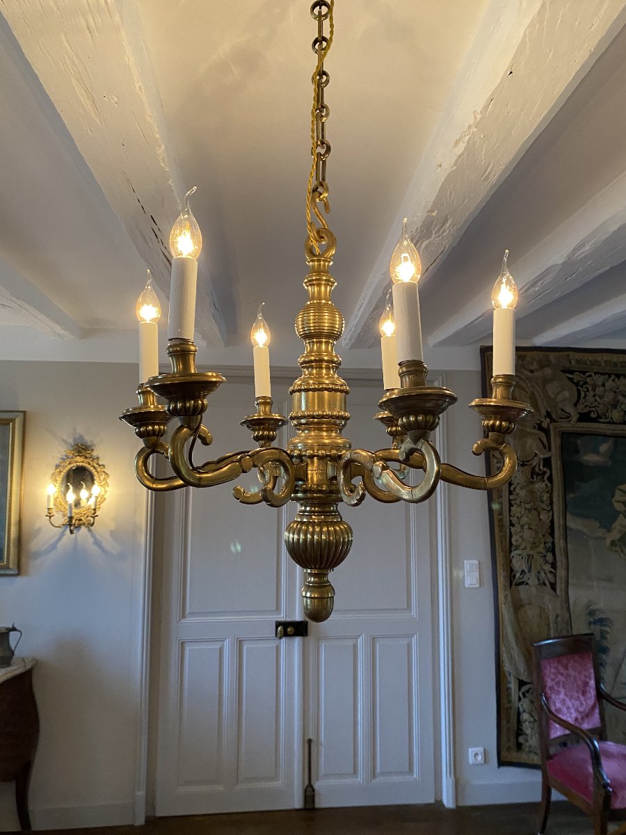 19th-century Bronze Chandelier-photo-1