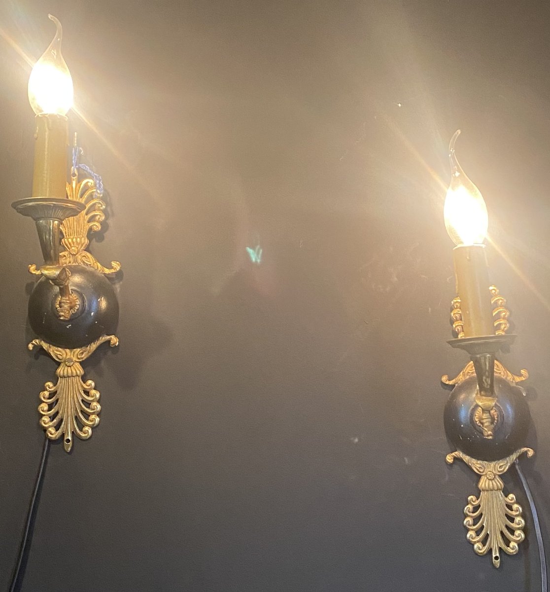 Pair Of Empire-style Wall Sconces With One Light Arm-photo-3