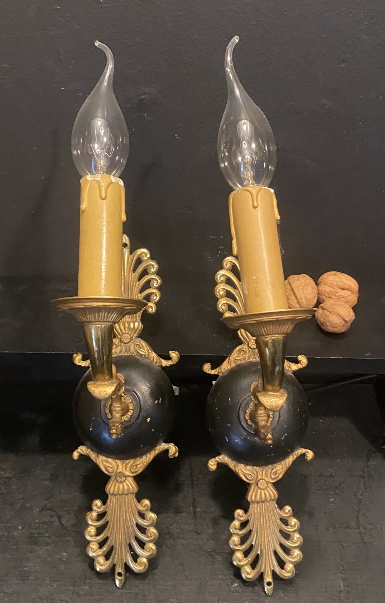 Pair Of Empire-style Wall Sconces With One Light Arm-photo-4