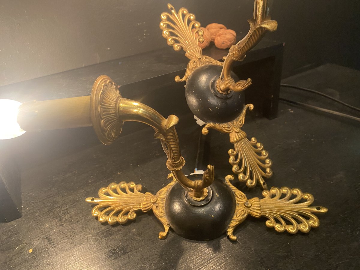 Pair Of Empire-style Wall Sconces With One Light Arm-photo-4