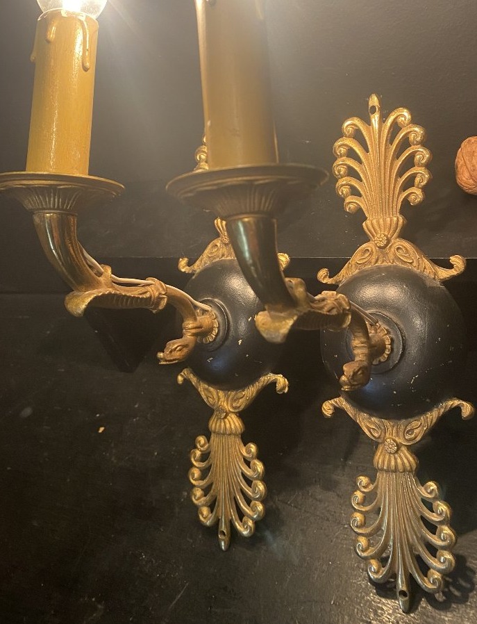 Pair Of Empire-style Wall Sconces With One Light Arm