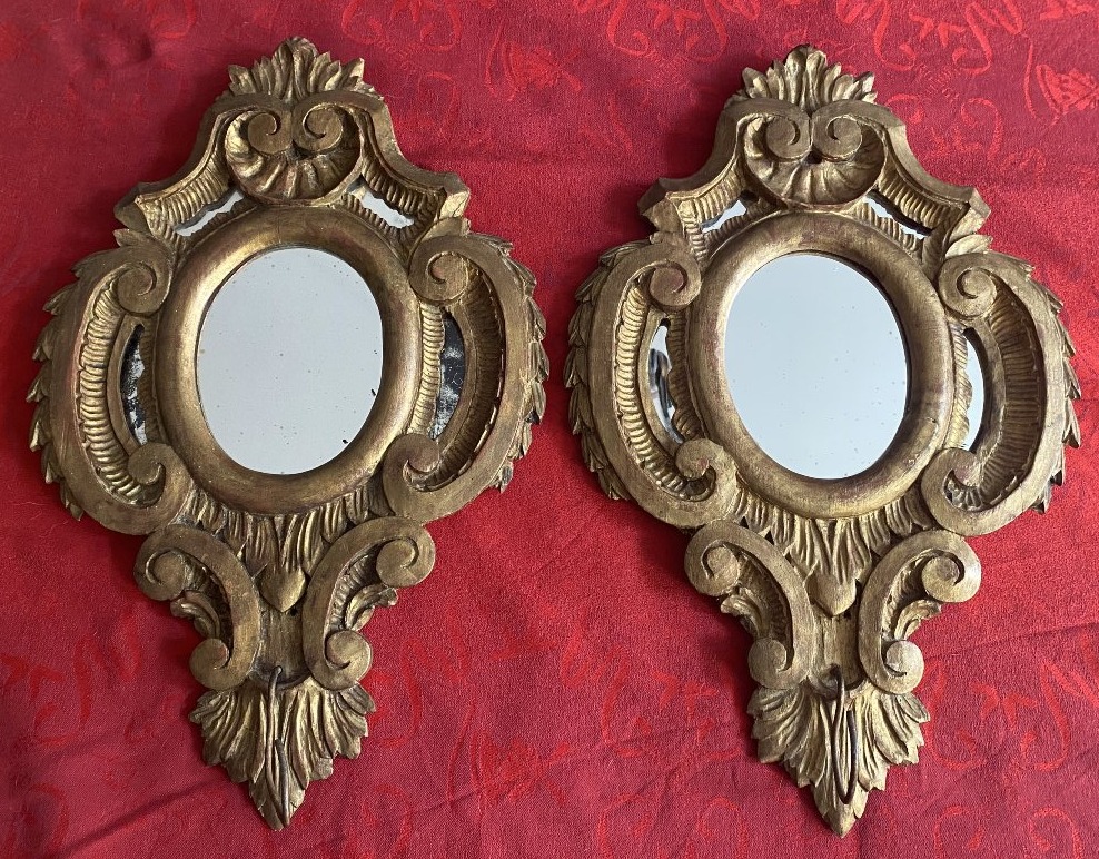 Pair Of Gilded Wooden Mirrors-photo-2