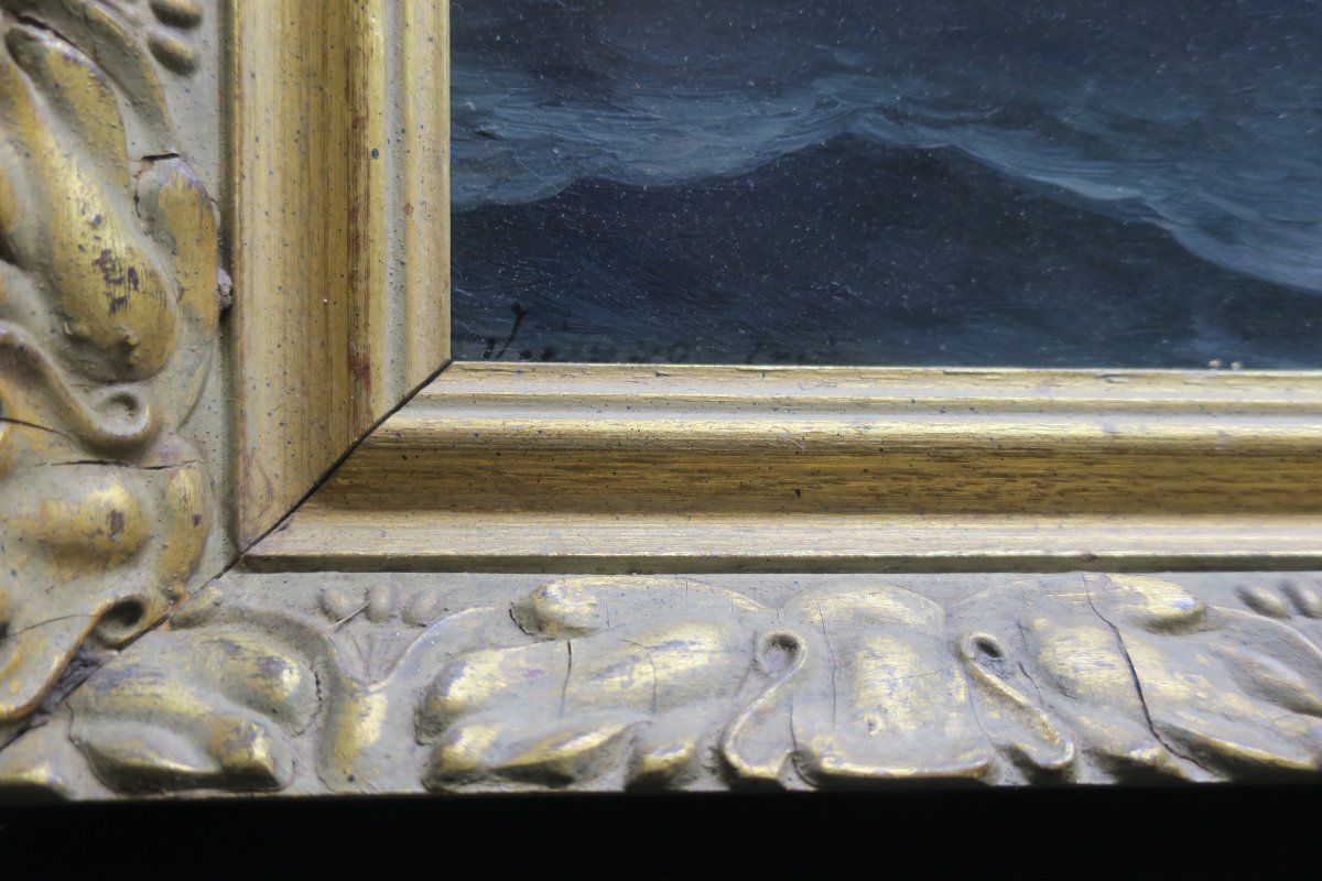 Tableau, peinture marine signée J Guyot-photo-2