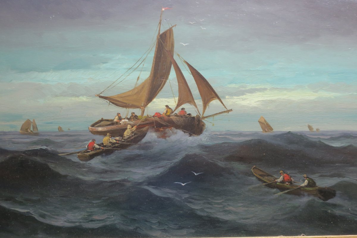 Tableau, peinture marine signée J Guyot-photo-3