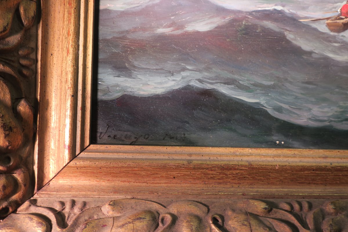 Tableau, peinture marine signée J Guyot-photo-4