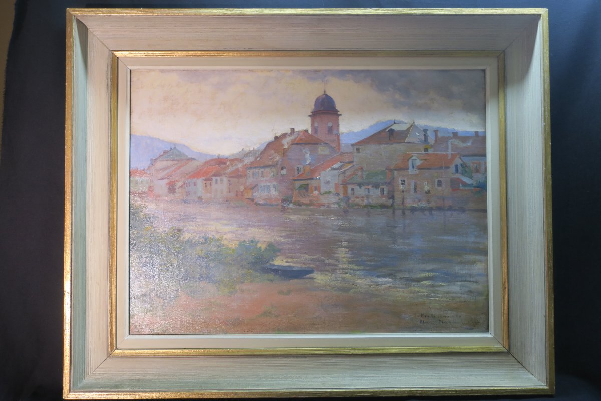 Painting: The Meurthe River At Lunéville. Signed By Henri Marchal-photo-4
