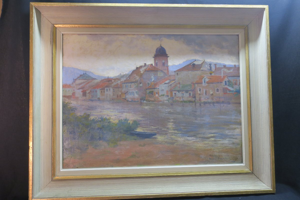 Painting: The Meurthe River At Lunéville. Signed By Henri Marchal
