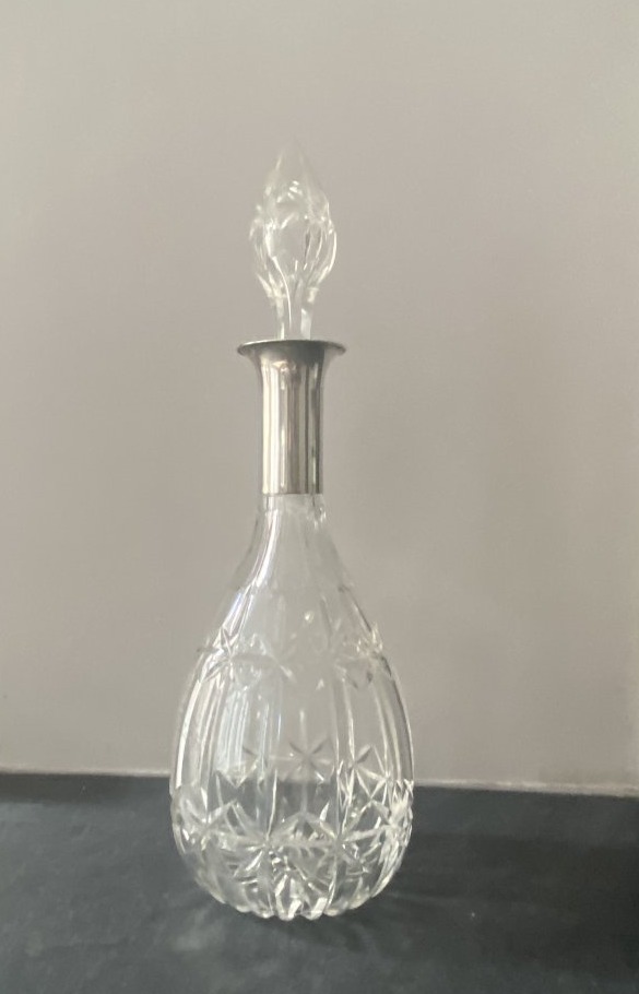 Large Crystal Carafe With A Silver Spout-photo-2