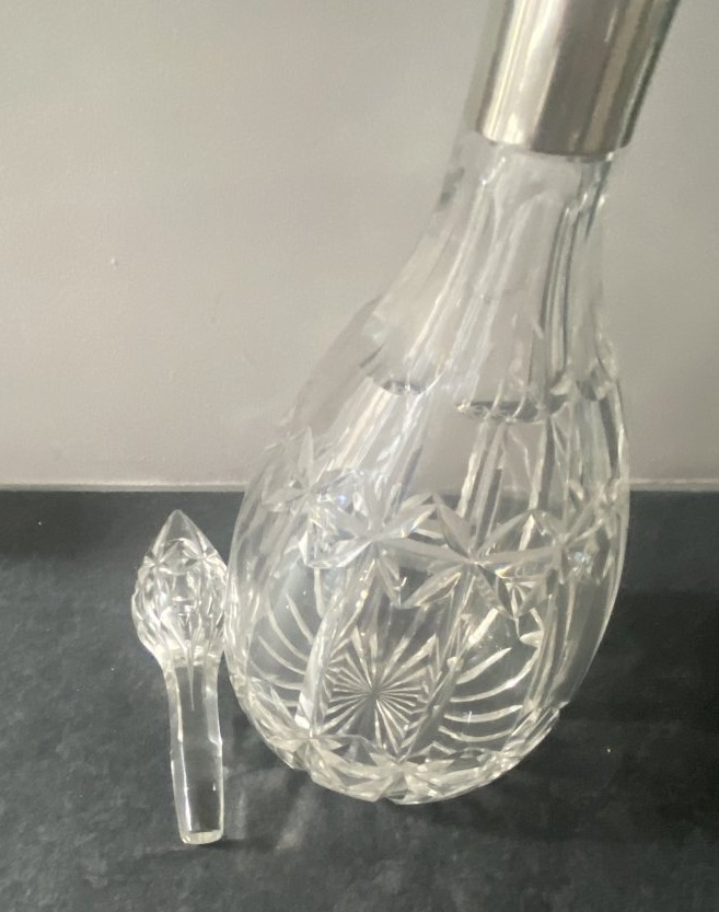 Large Crystal Carafe With A Silver Spout-photo-1