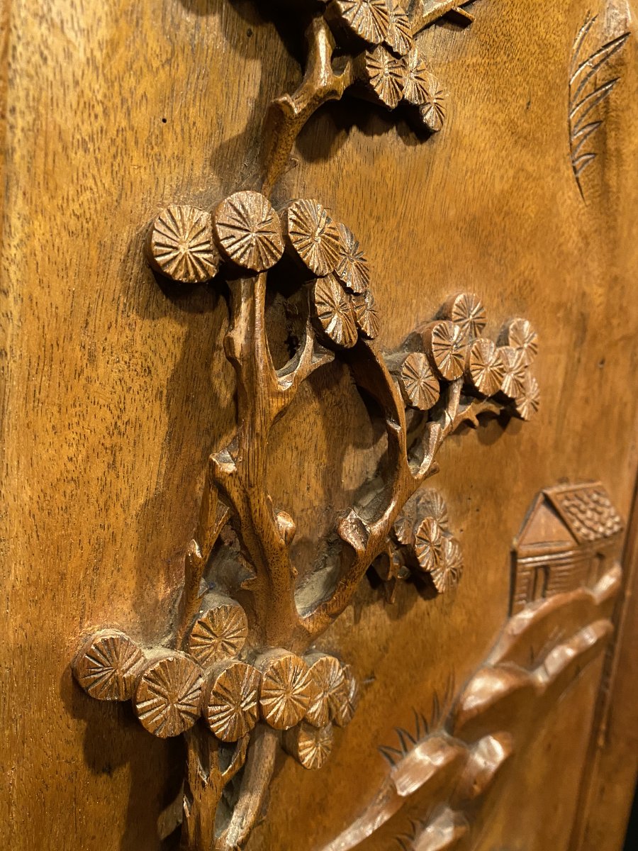 A Pair Of Carved Wooden Panels,-photo-1