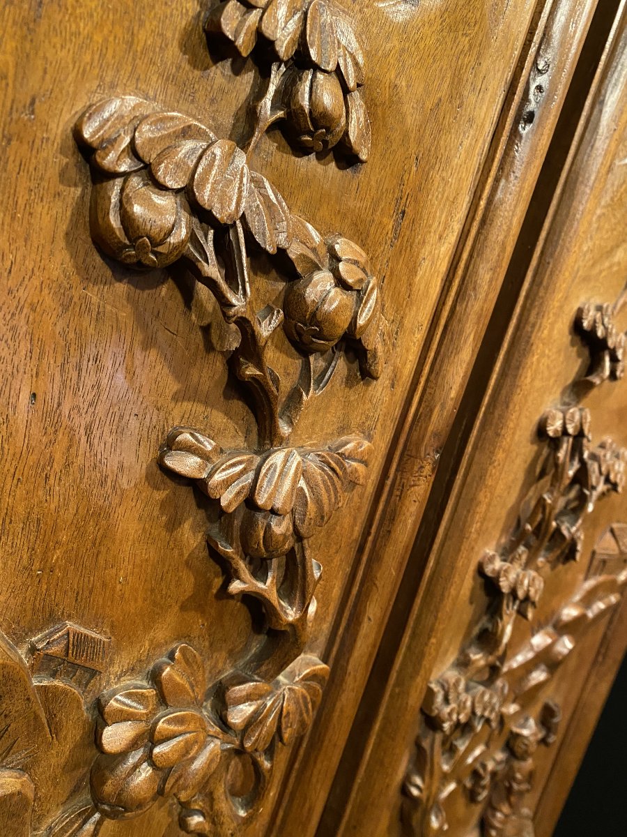 A Pair Of Carved Wooden Panels,-photo-2