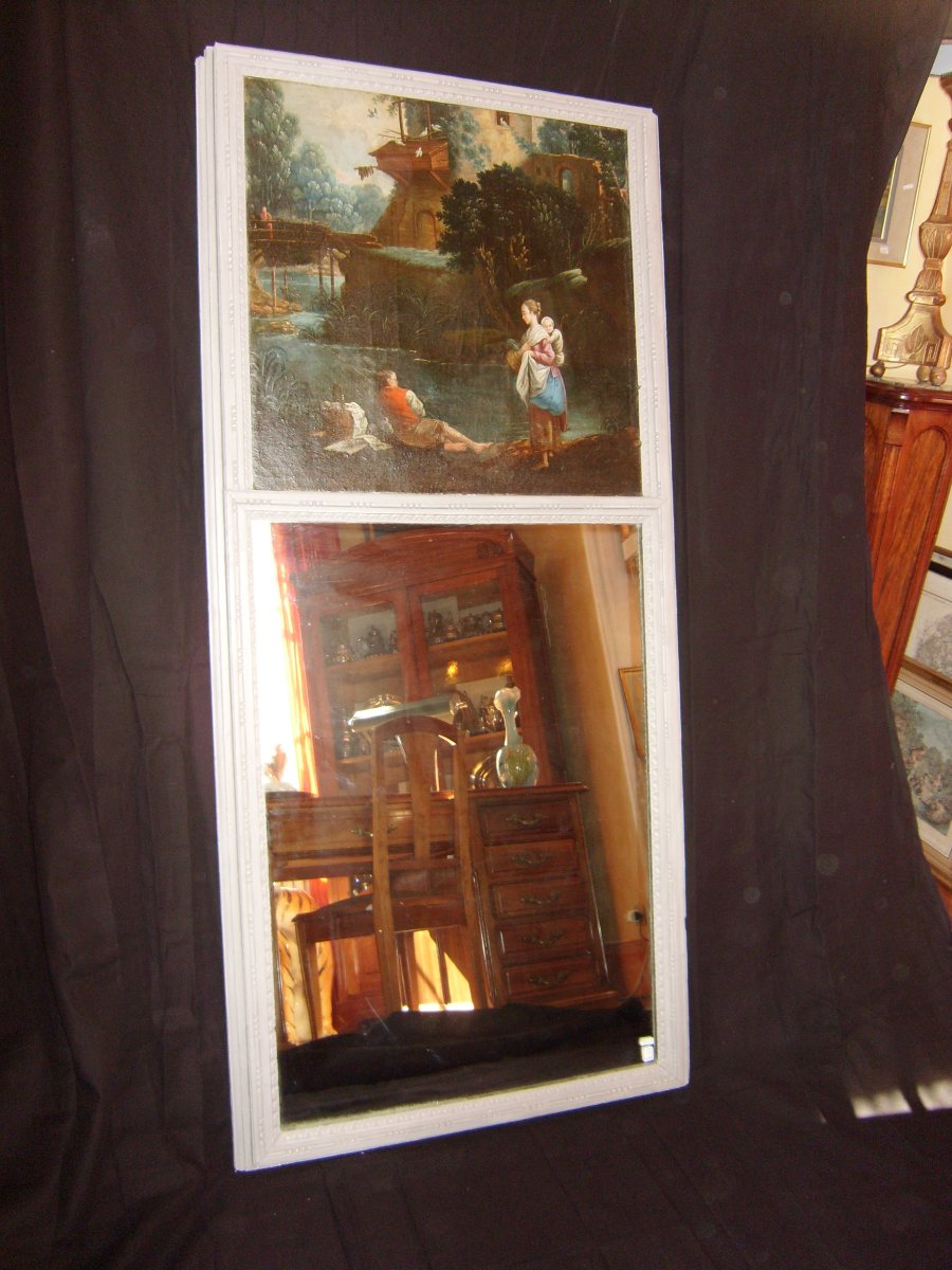 18th-century Gray-lacquered Trumeau-photo-3