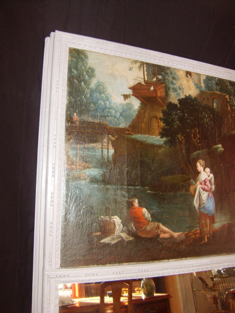 18th-century Gray-lacquered Trumeau-photo-1