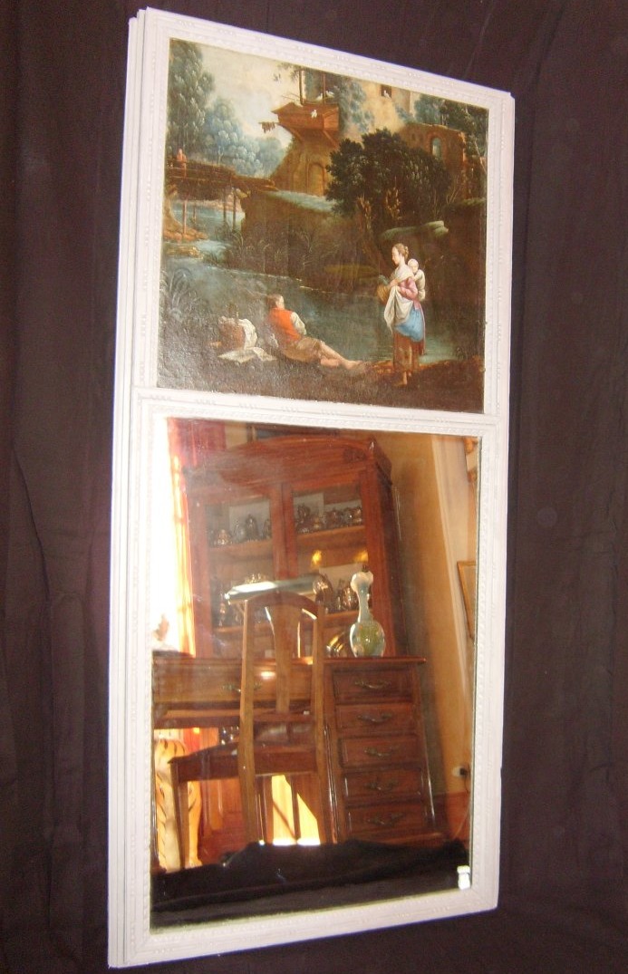 18th-century Gray-lacquered Trumeau
