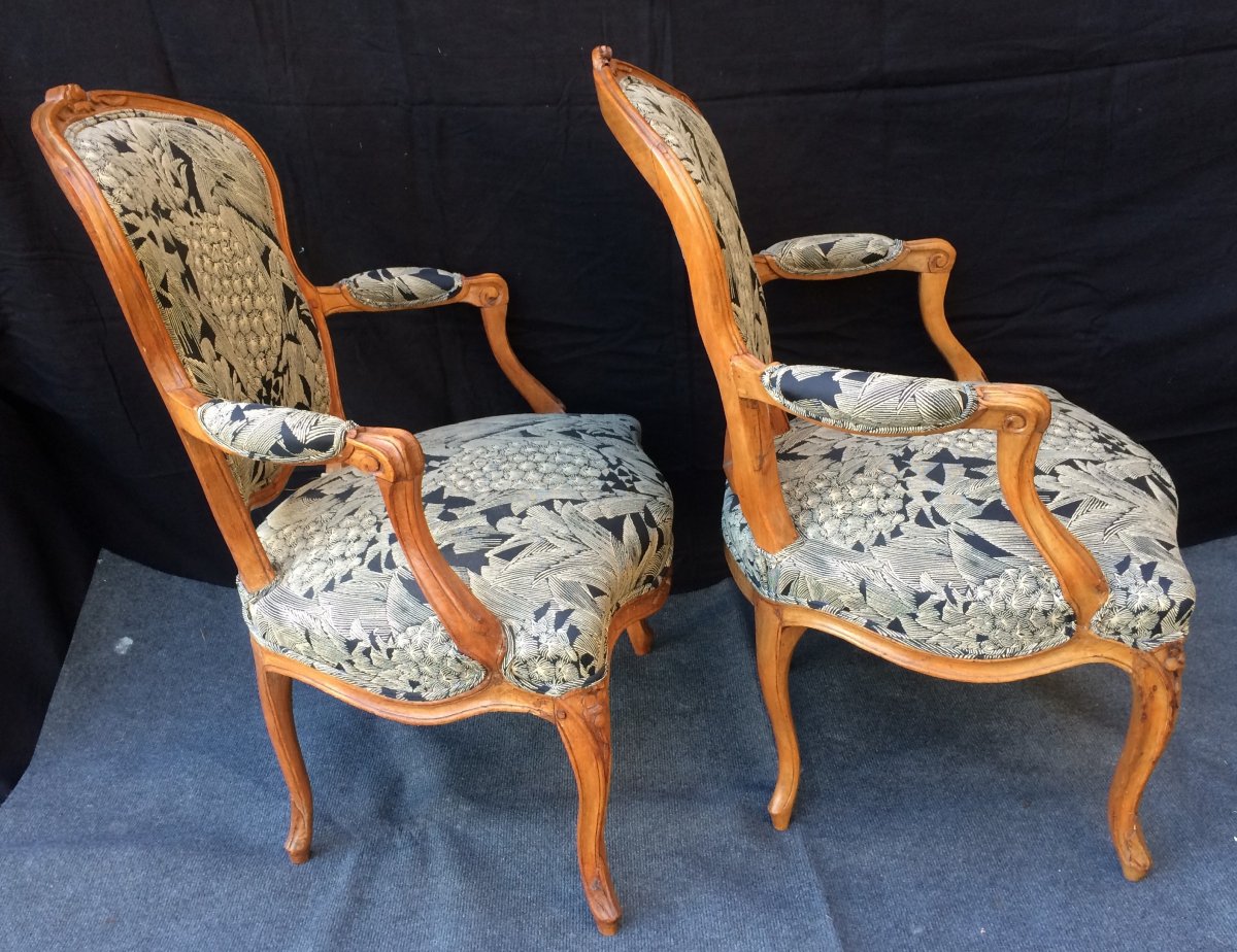 Two Louis XV Armchairs, 18th Century-photo-4