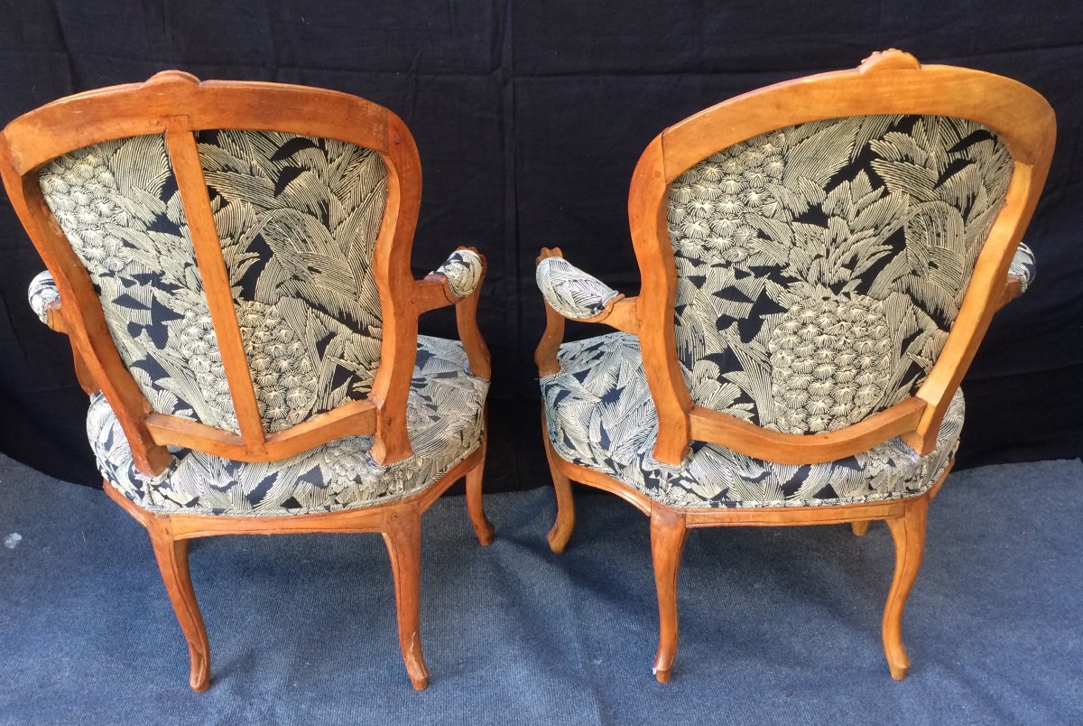 Two Louis XV Armchairs, 18th Century-photo-1