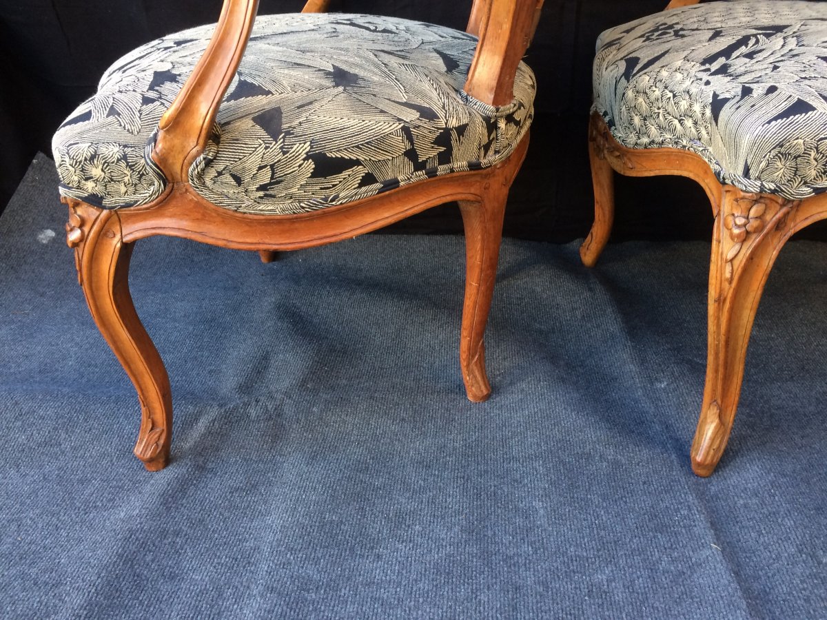 Two Louis XV Armchairs, 18th Century-photo-3