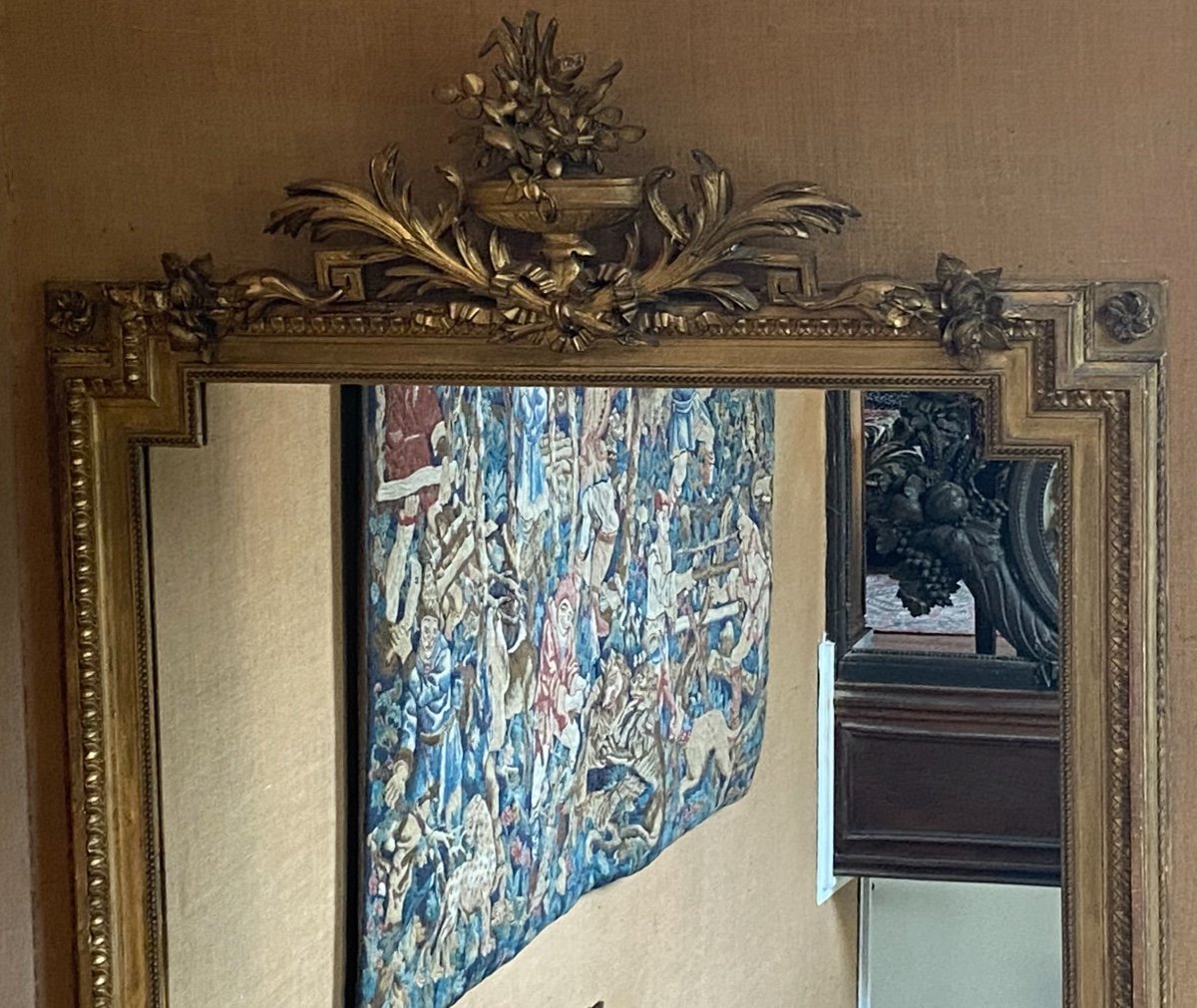 Grand Miroir, Glace Dorée De Cheminée De 212 Cm De Haut-photo-2
