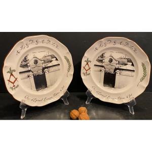 Pair Of Plates From The Masonic Lodge Of Epinal