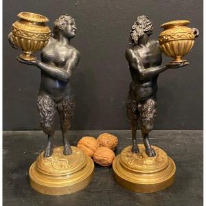Couple De Faunes en bronze