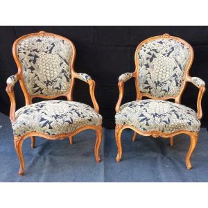 Pair Of Louis XV Cabriolet Armchairs