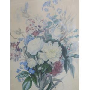 Tableau, Bouquet De Fleurs En Aquarelle