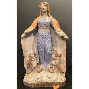 Statue, Vierge De Bon Secours Ou Vierge Au Manteau XVII°