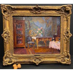 Table, Painting Signed Maurice Loir