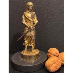 Statuette, Jeanne d'Arc En Bronze Doré