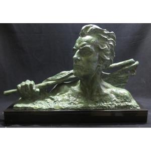 Buste en bronze de Jean Mermoz signé Ouline
